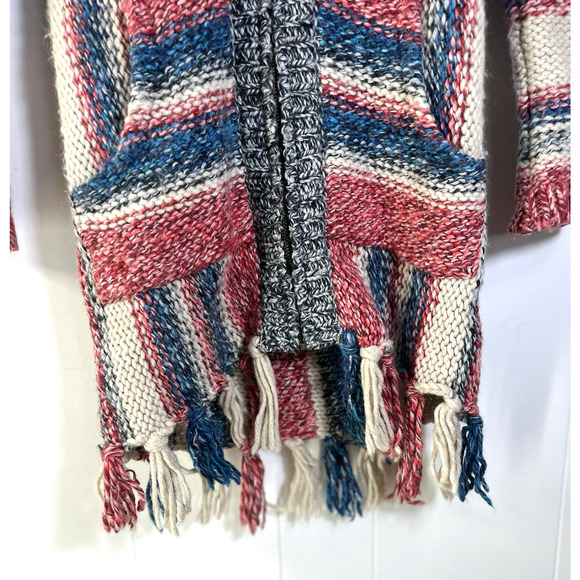 Mimi & Maggie Wool Blend Hooded Zip Cardigan Sweater Girls Medium Fringed Boho - Picture 7 of 12